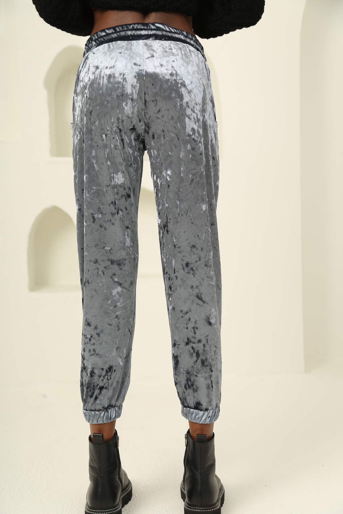 indigo Parlak Kadife Jogger Eşofman 2148