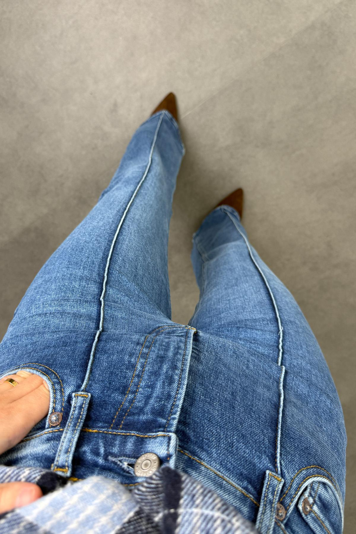 indigo Yüksek Bel Flare Jean 