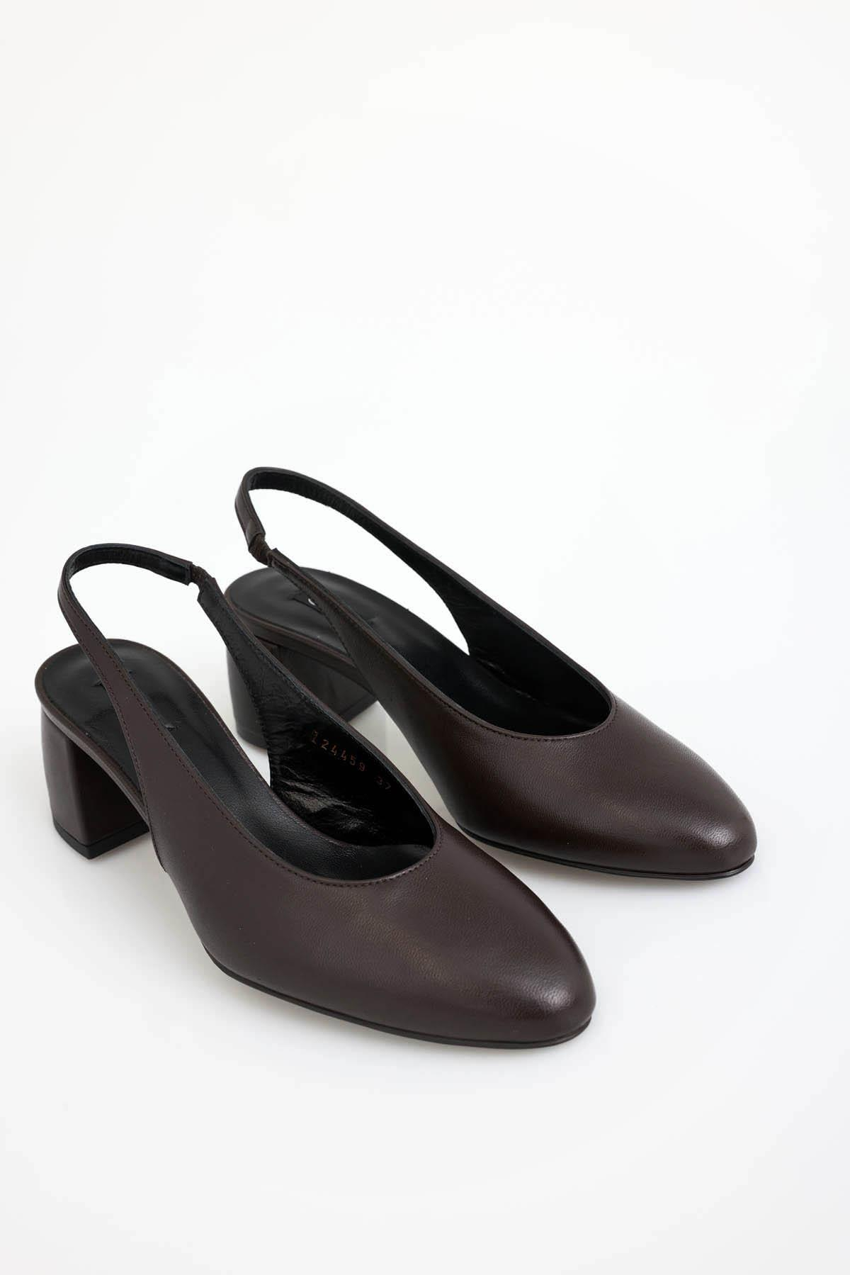 Kahverengi Arkası Açık Topuklu Ayakkabı 24459