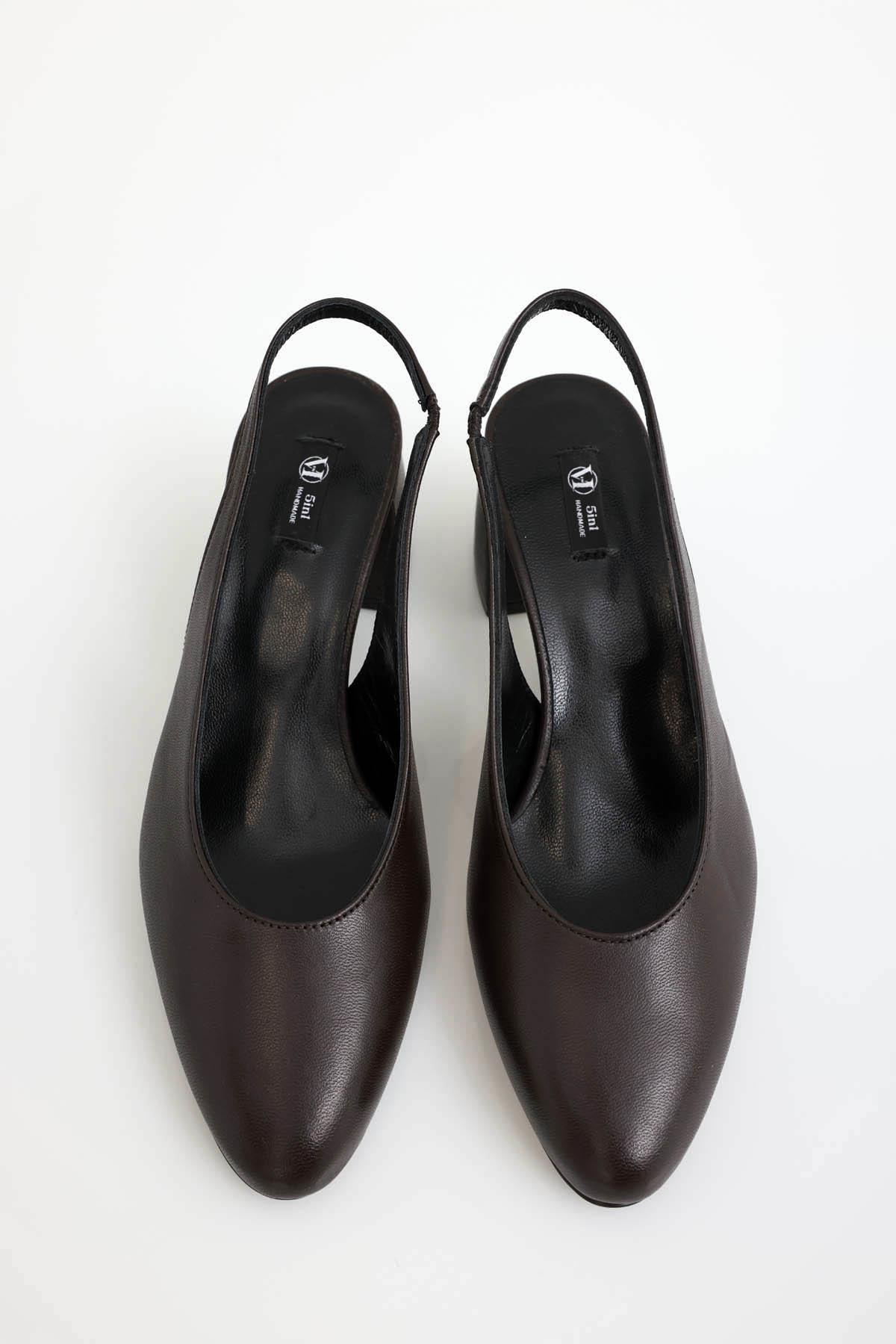 Kahverengi Arkası Açık Topuklu Ayakkabı 24459