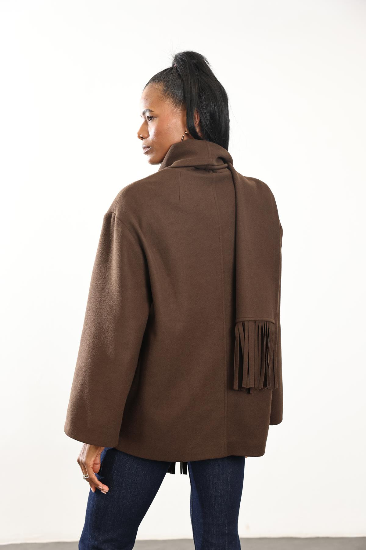 Kahverengi Atkılı Kaşe Mont D99800