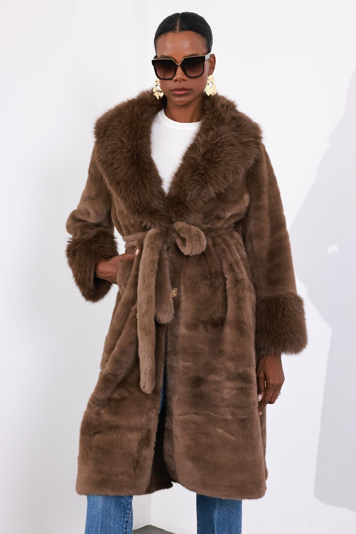 Kahverengi Premium Maxi Kürk 99678