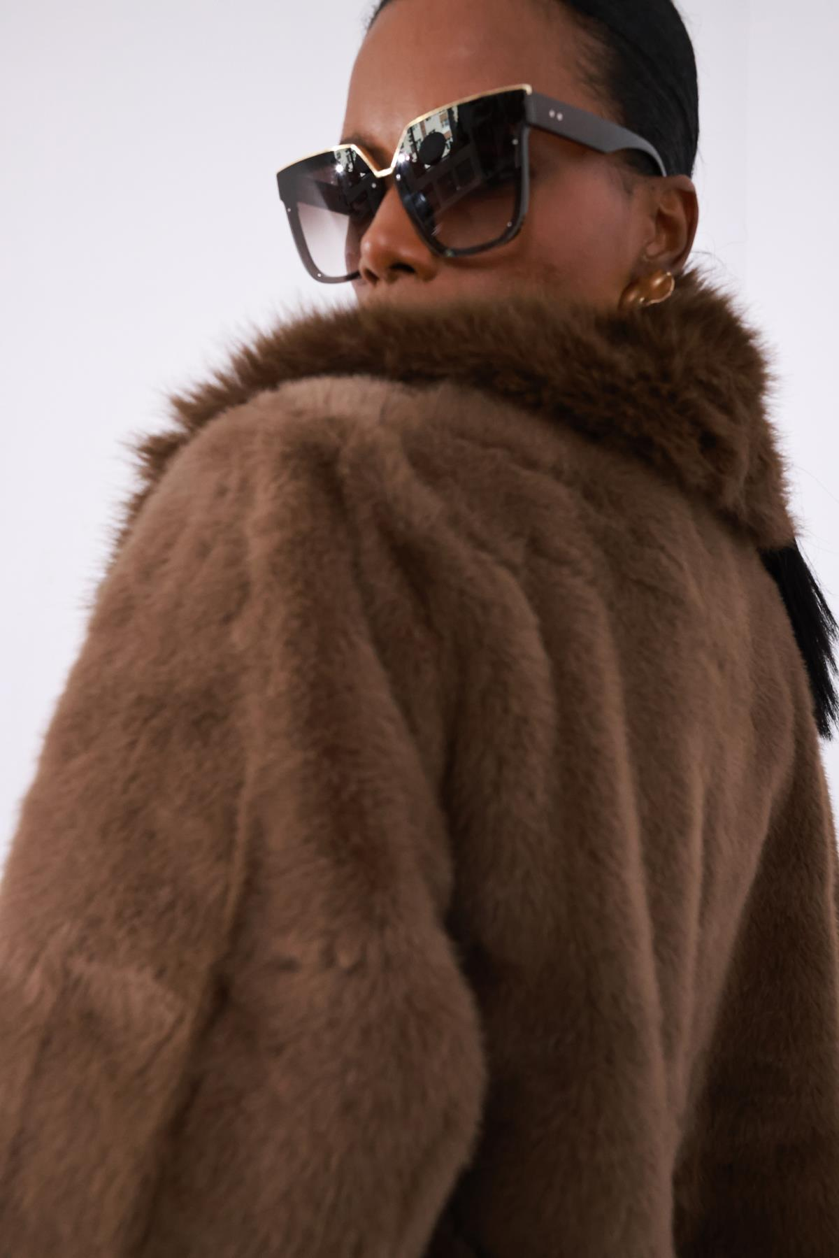 Kahverengi Premium Maxi Kürk 99678