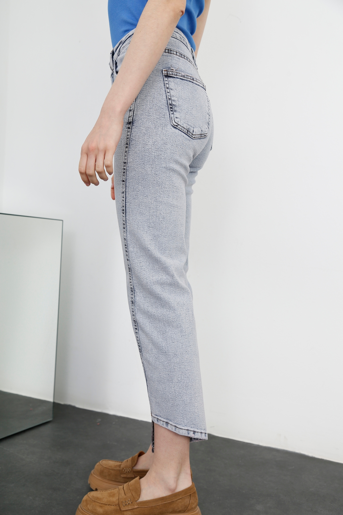 Kar Yıkamalı Yüksek Bel Boyfit Jean D.570
