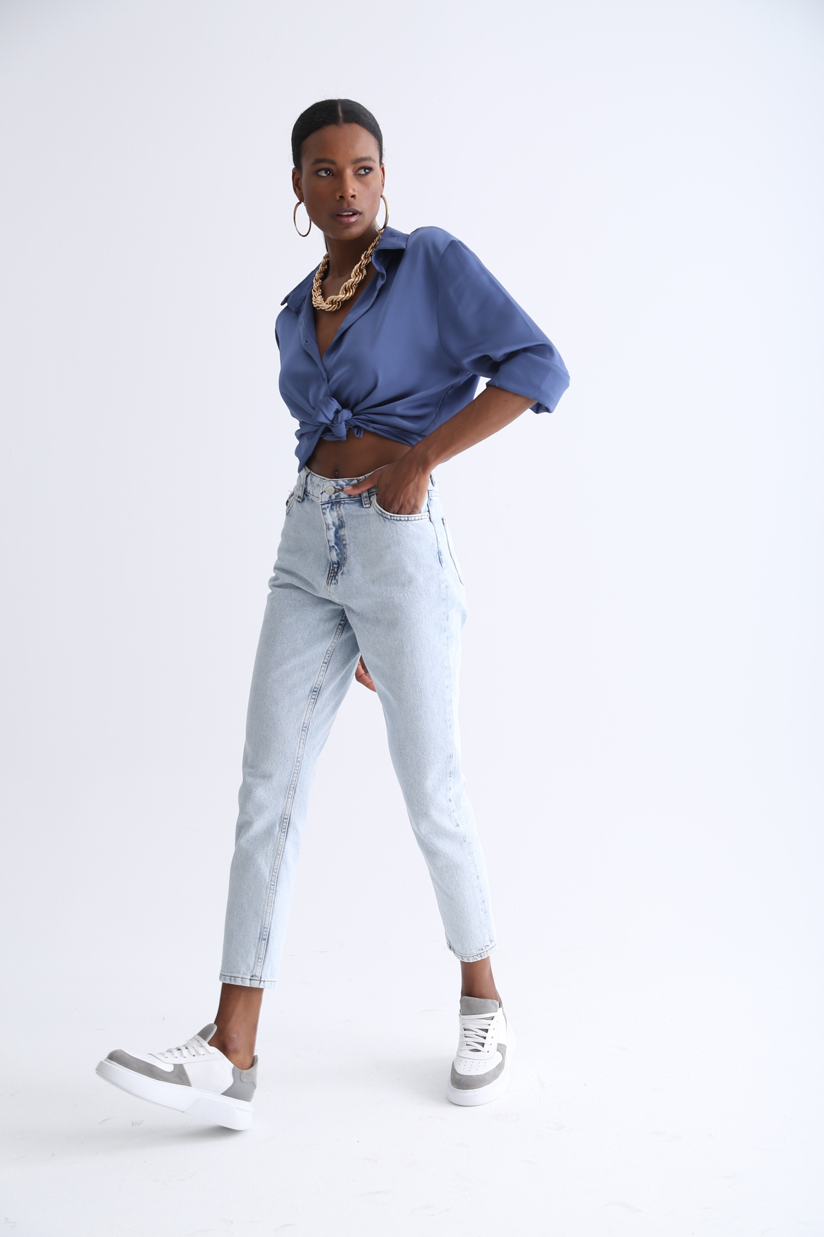 Kar Yıkamalı Yüksek Bel Mom Fit Jean 1915