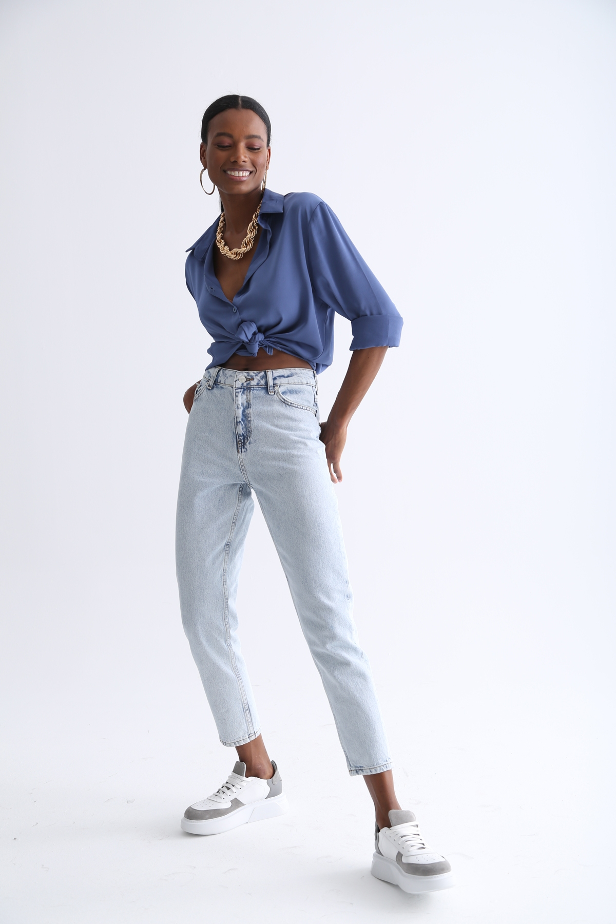 Kar Yıkamalı Yüksek Bel Mom Fit Jean 1915