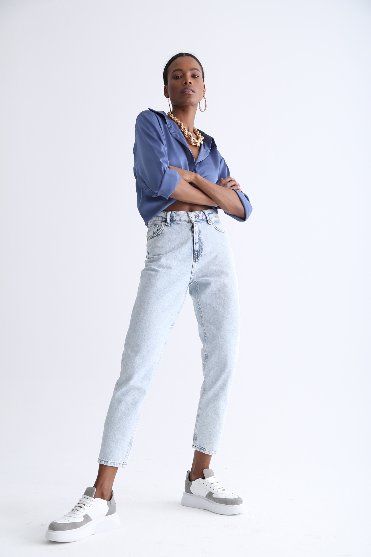 Kar Yıkamalı Yüksek Bel Mom Fit Jean 1915
