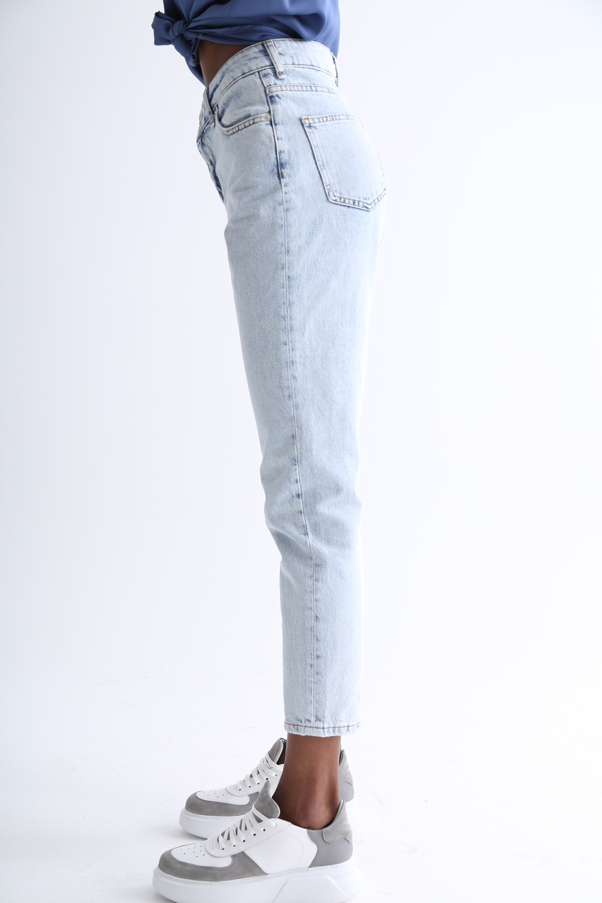 Kar Yıkamalı Yüksek Bel Mom Fit Jean 1915