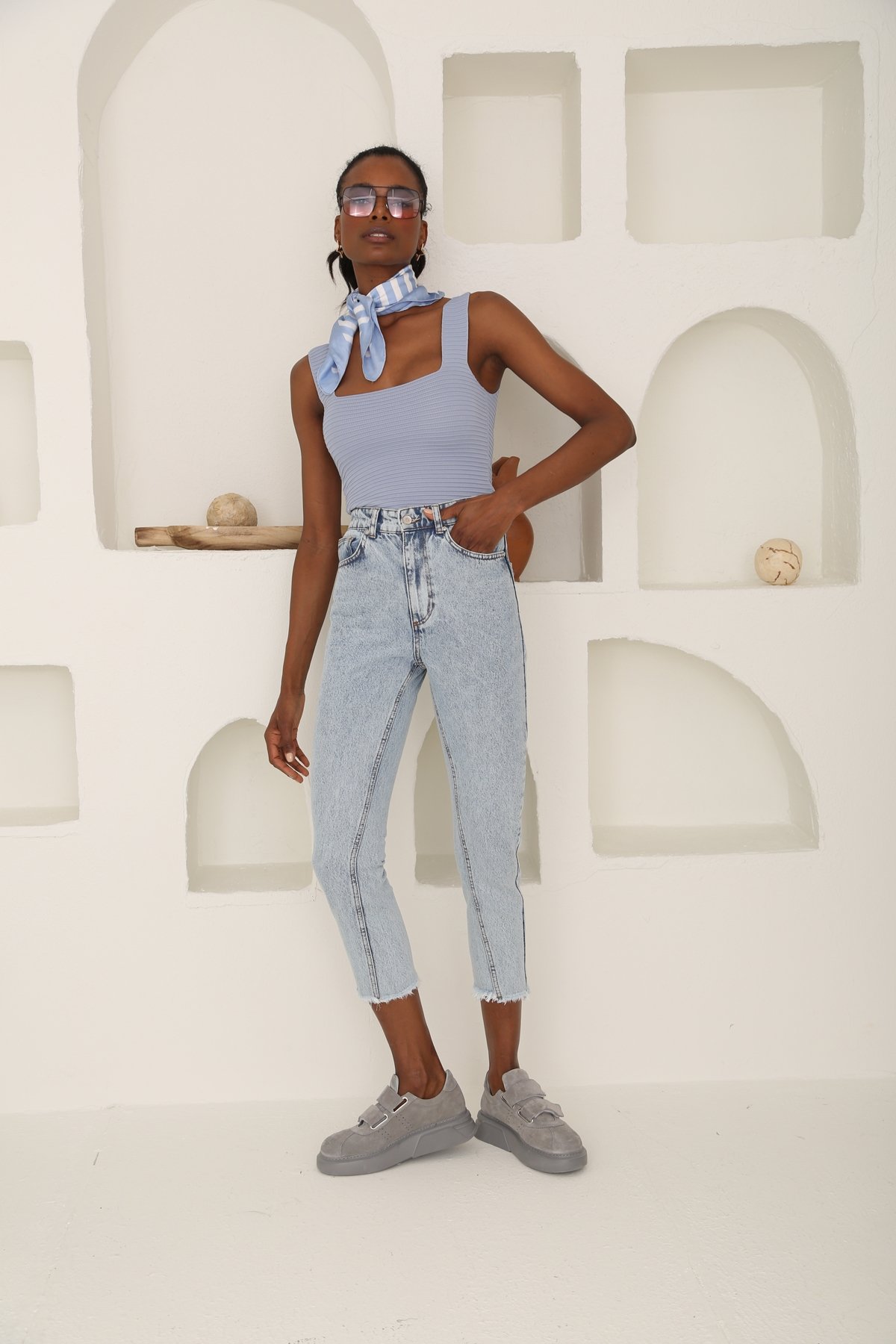 Kar Yıkamalı Yüksek Bel Mom Jean 21306