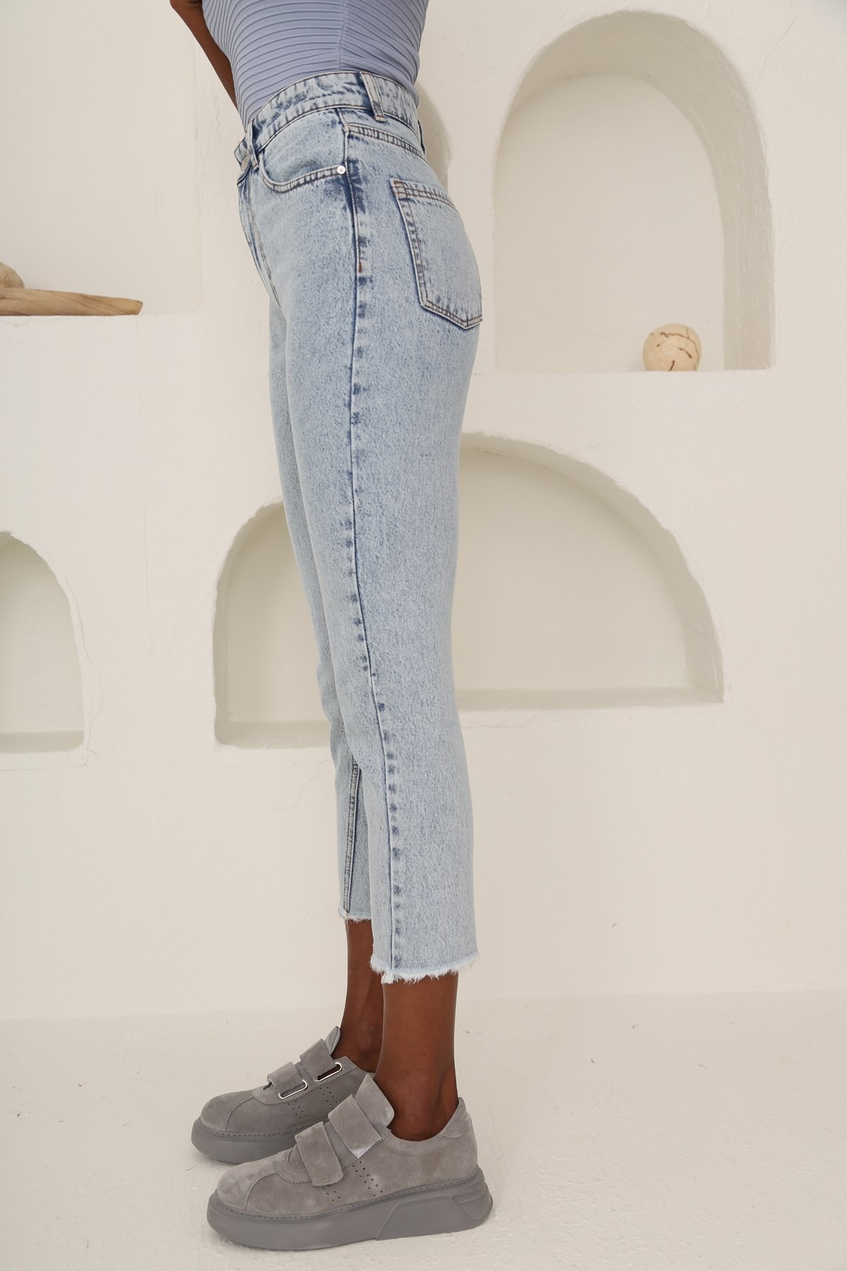 Kar Yıkamalı Yüksek Bel Mom Jean 21306