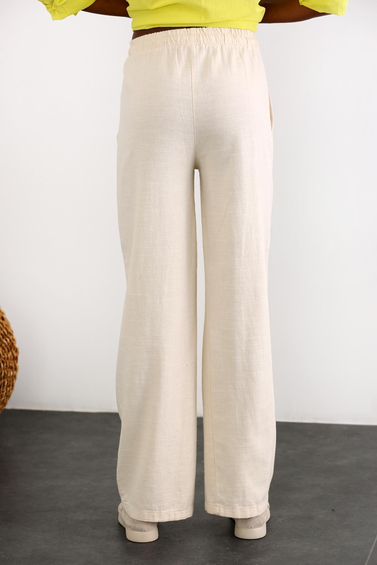 Kemik Beli Lastikli Bol Paça Pantolon 234525