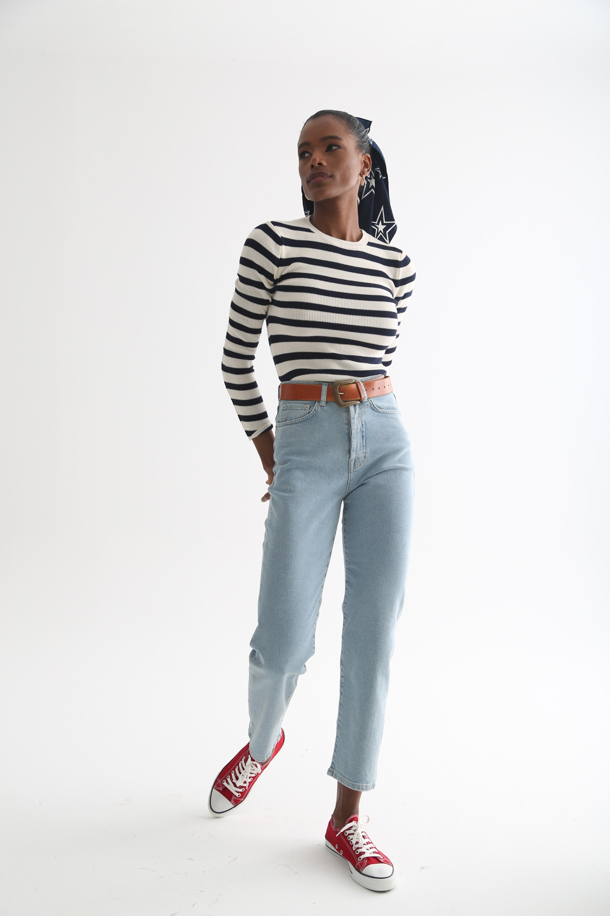 Kemik Bisiklet Yaka Çizgili Triko 13013