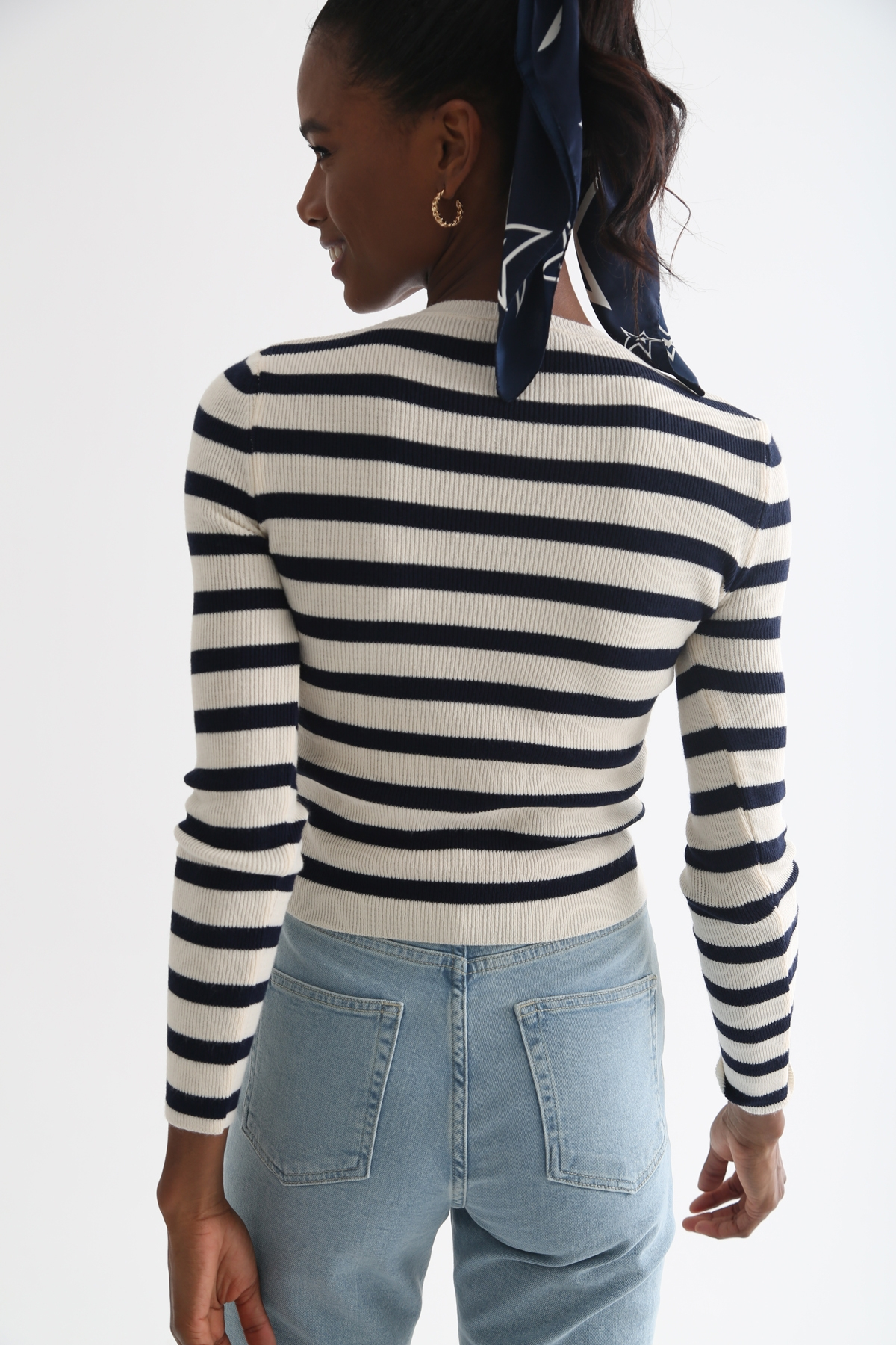 Kemik Bisiklet Yaka Çizgili Triko 13013