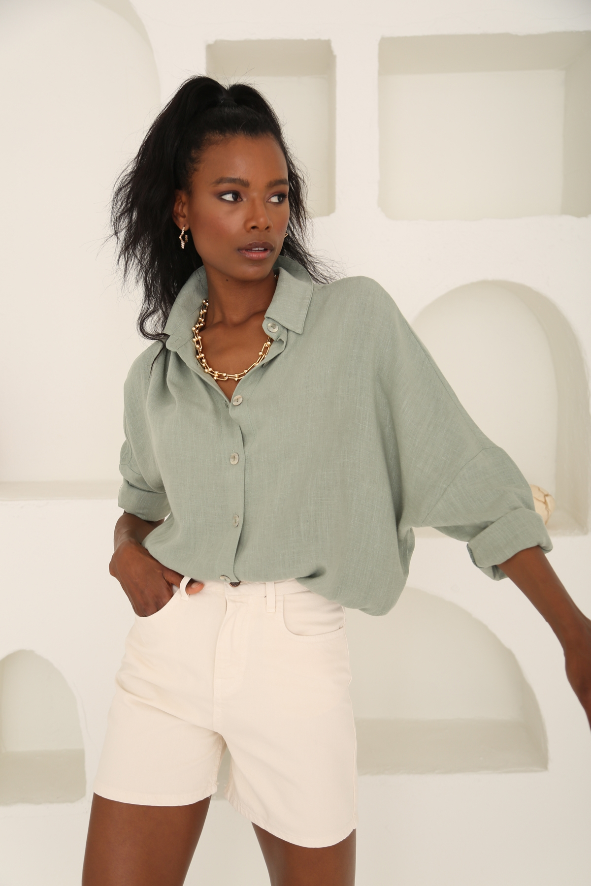 Kemik Gabardin Şort 50325