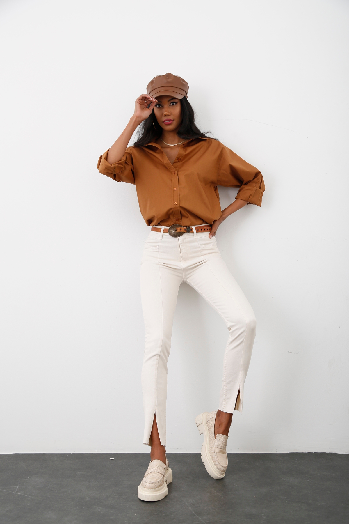 Kemik Önden Yırtmaçlı Skinny Jean 8108