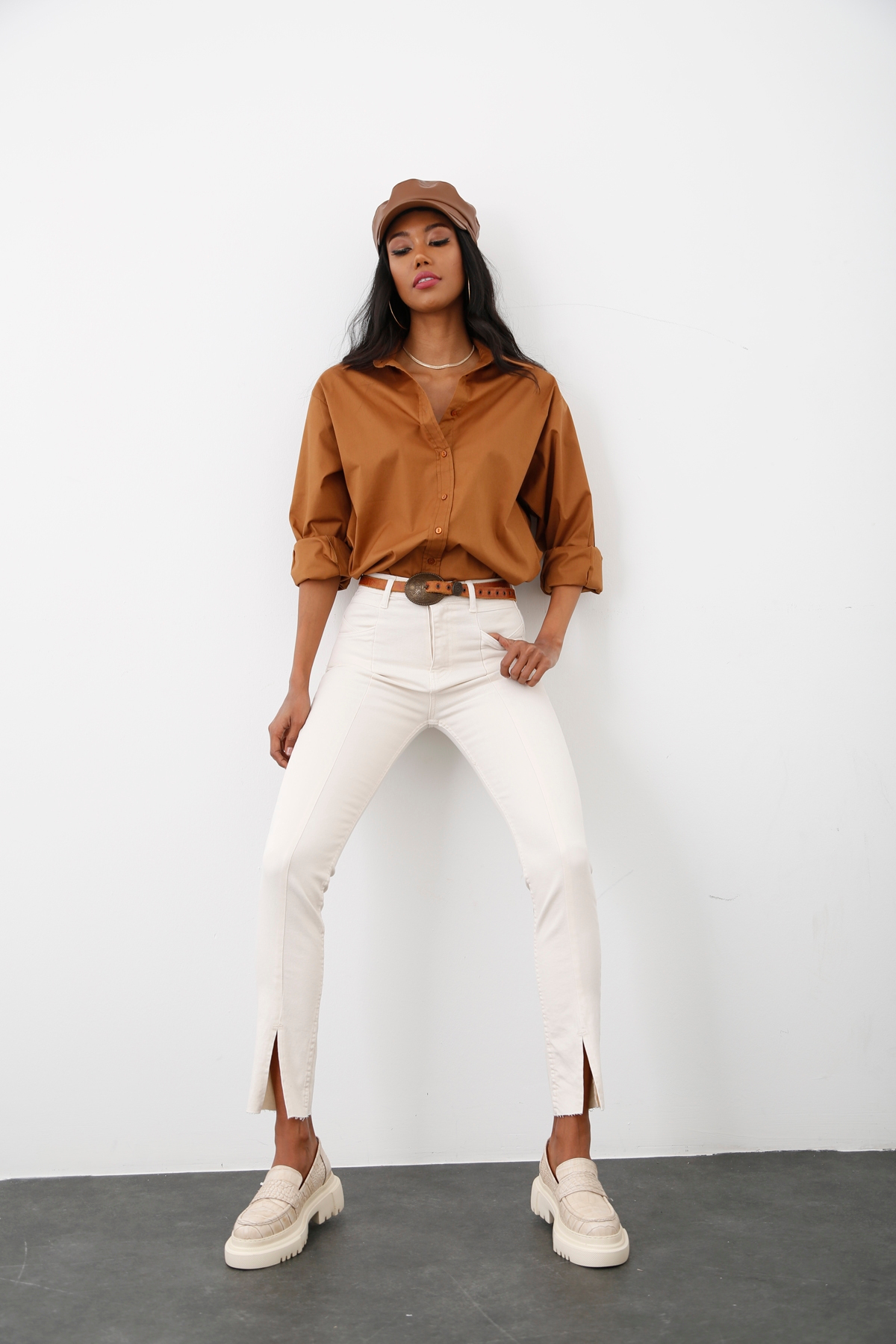 Kemik Önden Yırtmaçlı Skinny Jean 8108