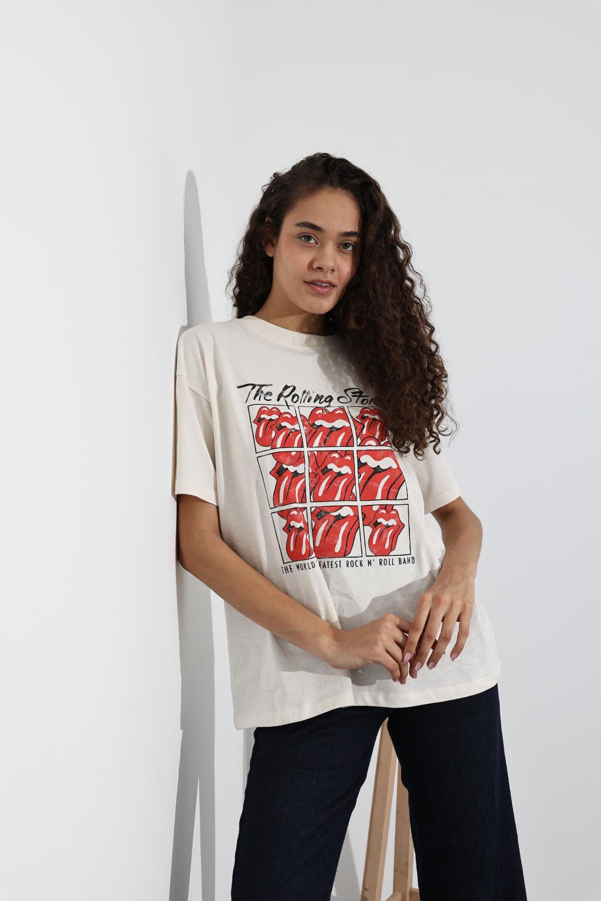Kemik The Rolling Stones Baskılı Tişört 