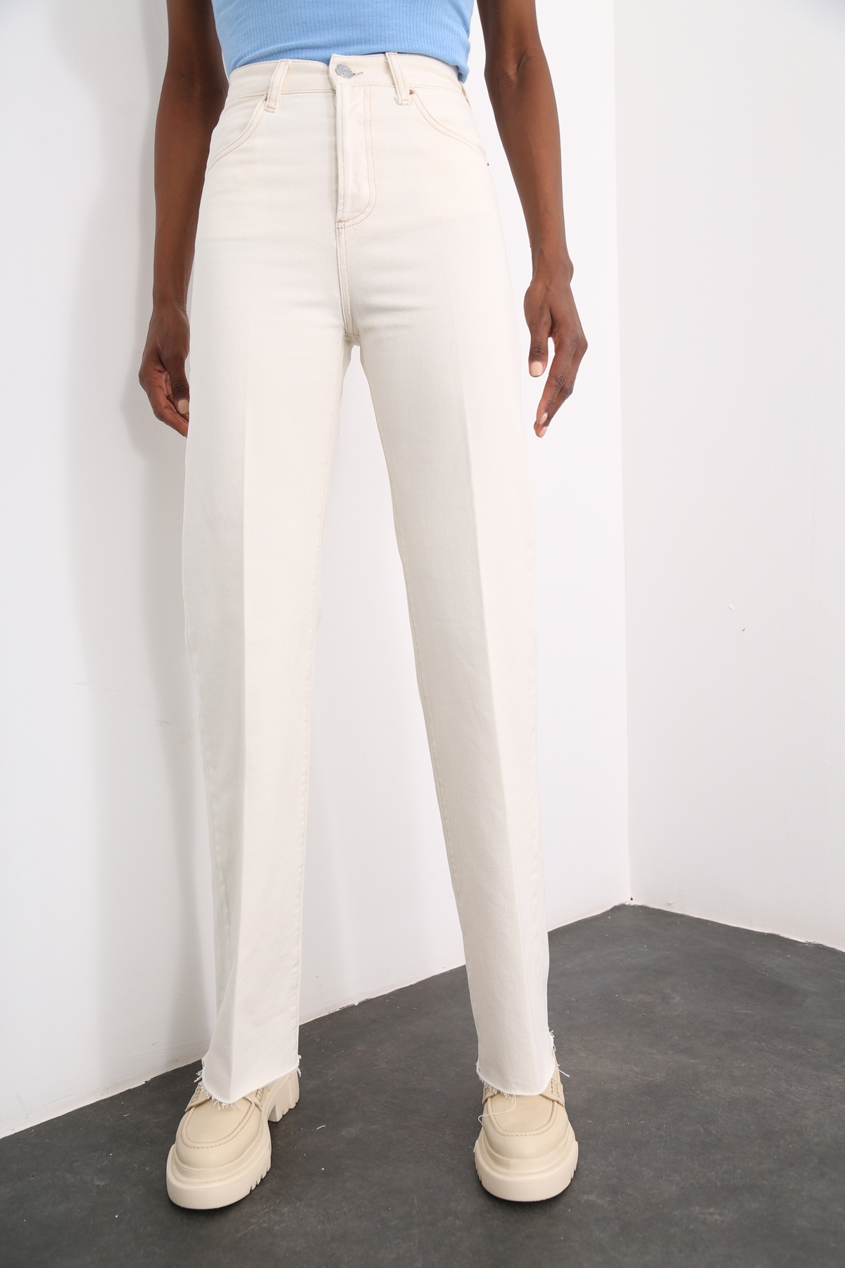 Kemik Yüksek Bel Wide Leg Jean 