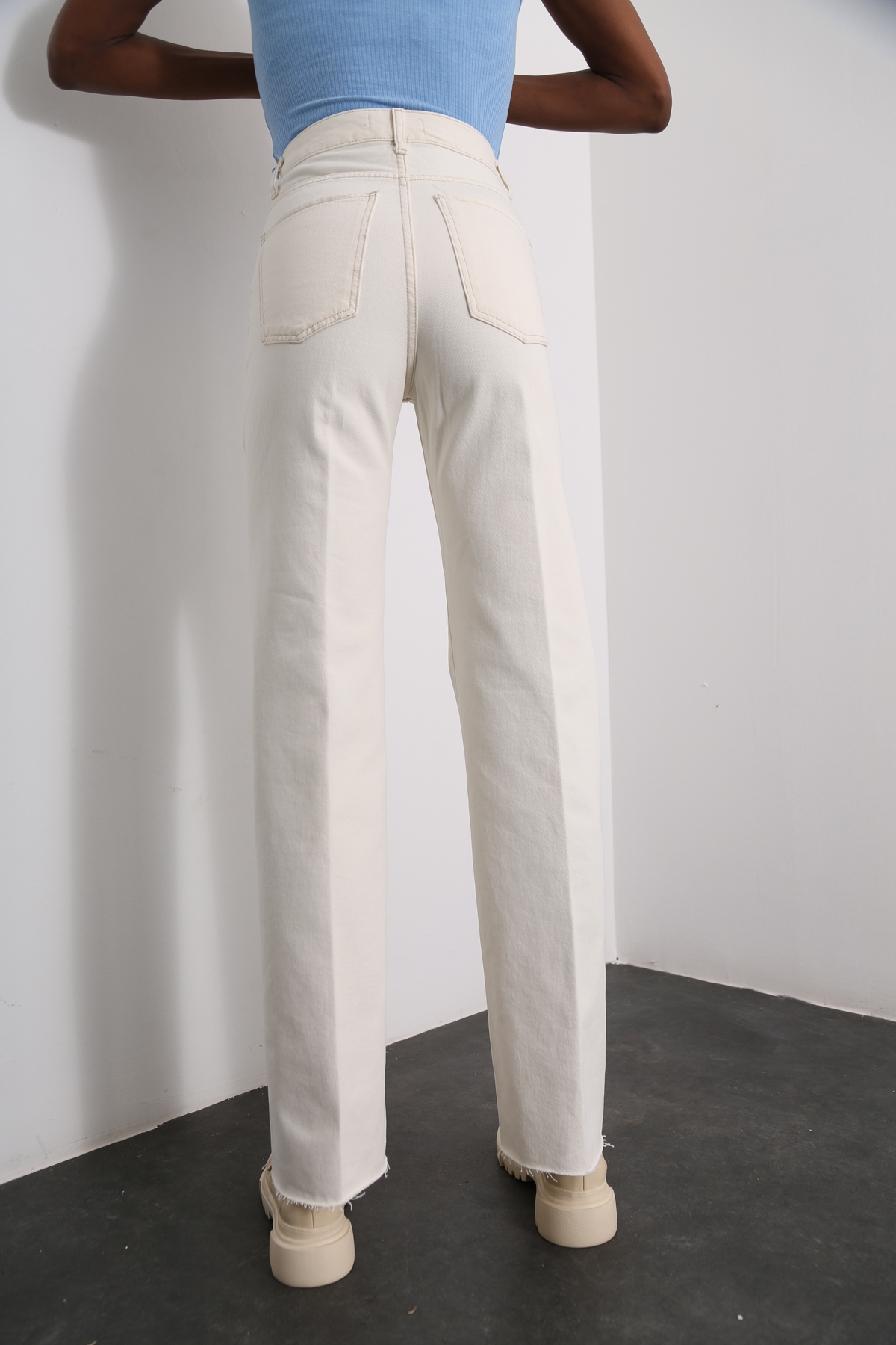 Kemik Yüksek Bel Wide Leg Jean 