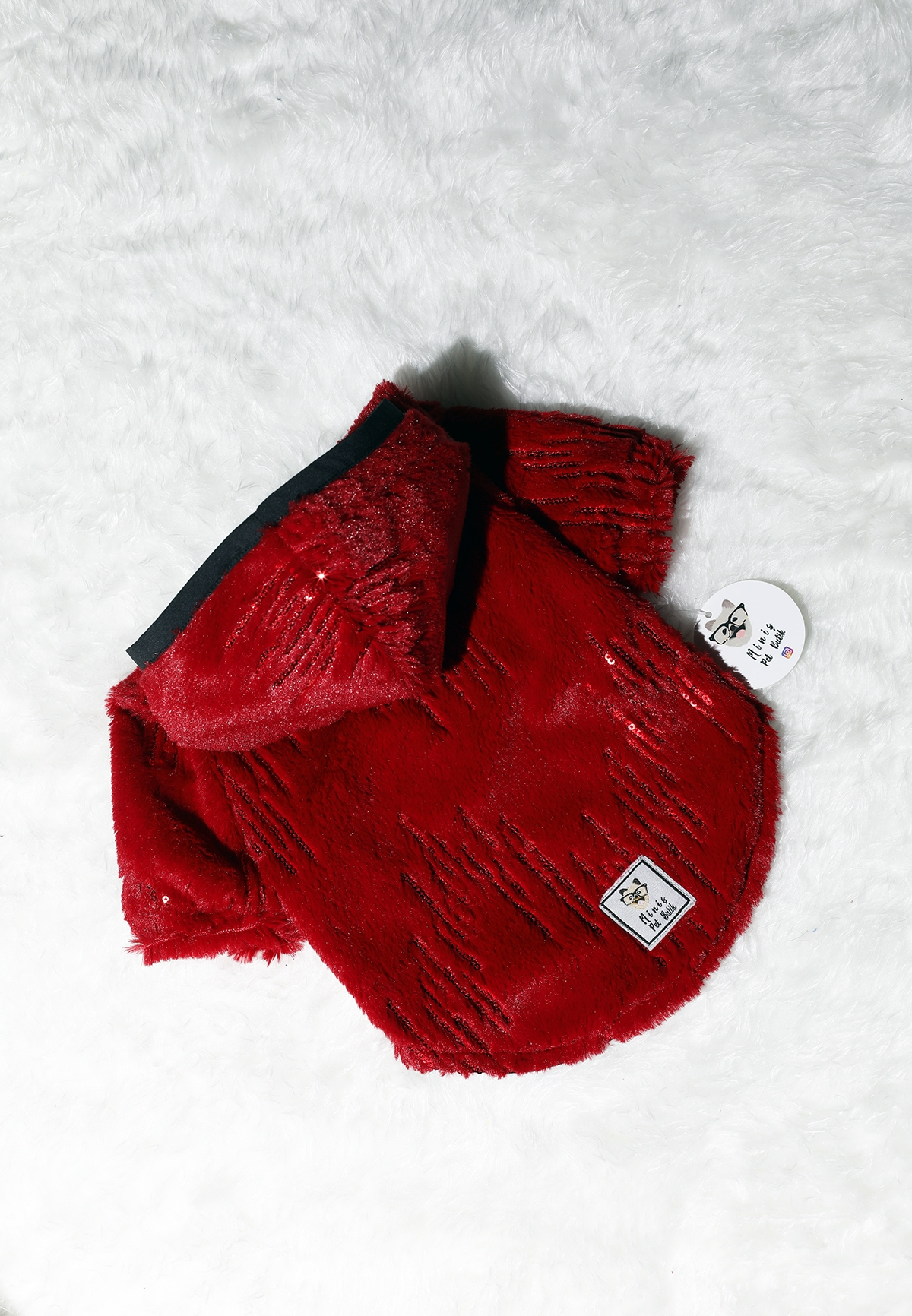 Kırmızı Payetli Peluş Mont-P9 