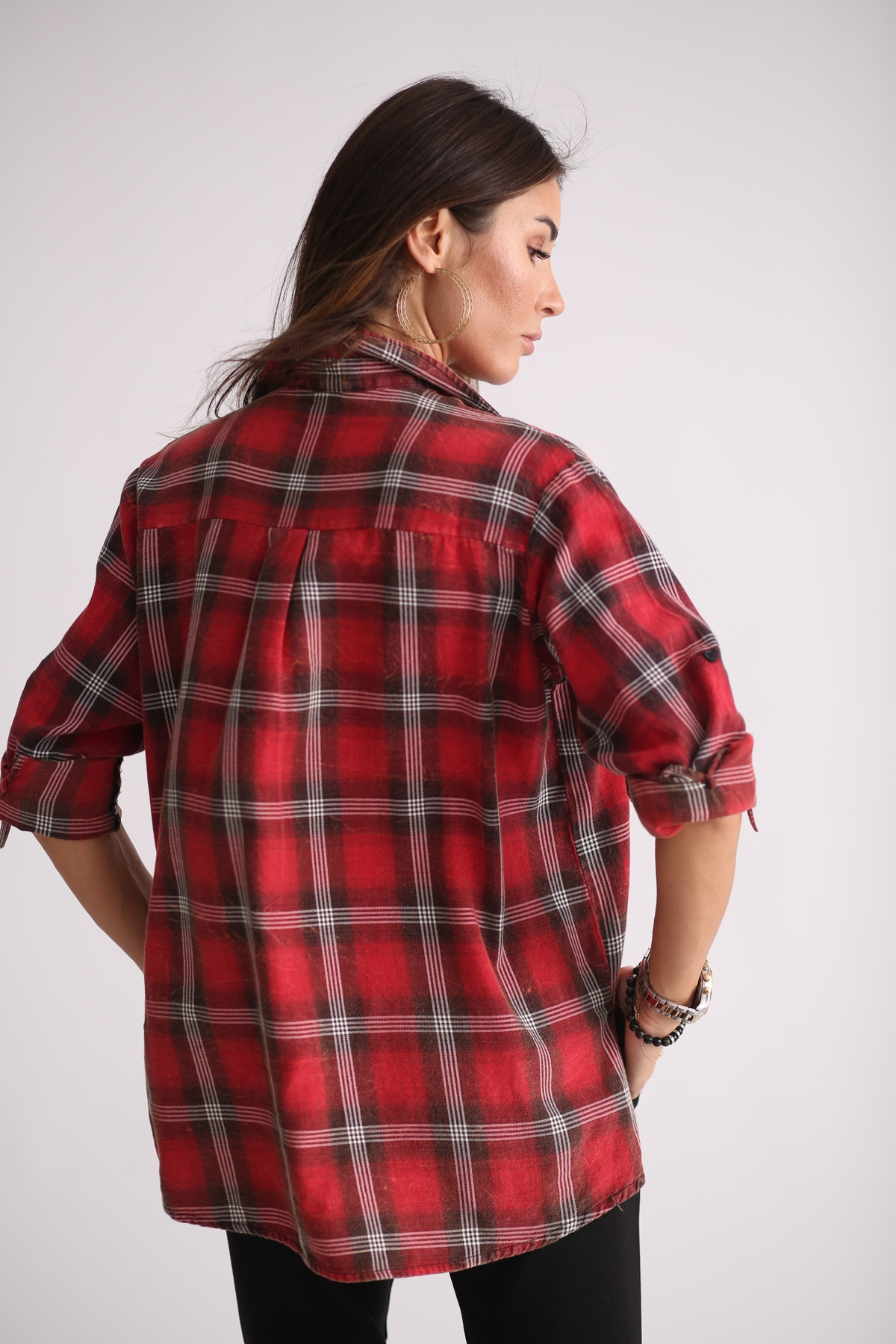 Kırmızı Tek Cep Ekose Gömlek 3696