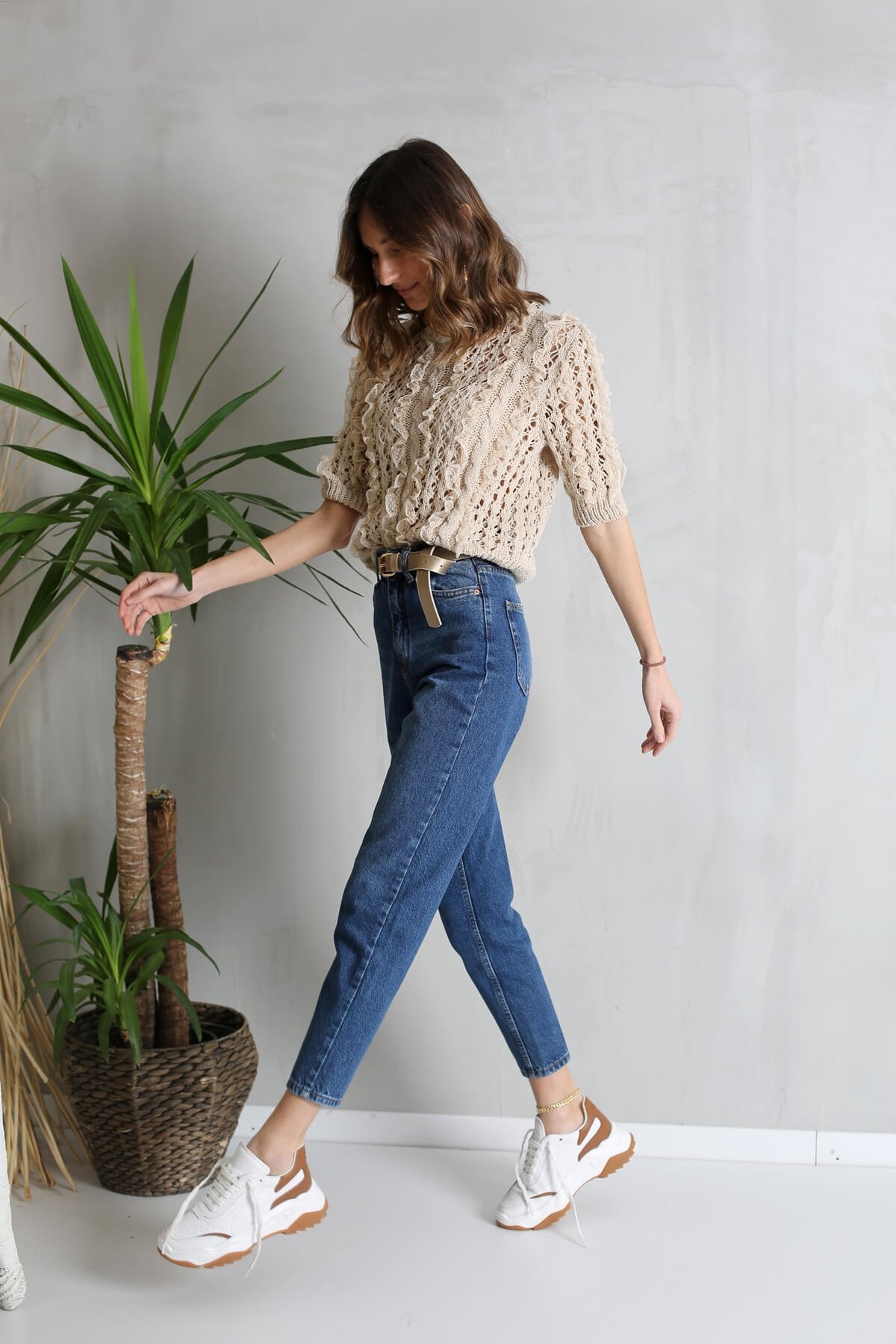 Koyu Mavi Yüksek Bel Mom Jean 2648