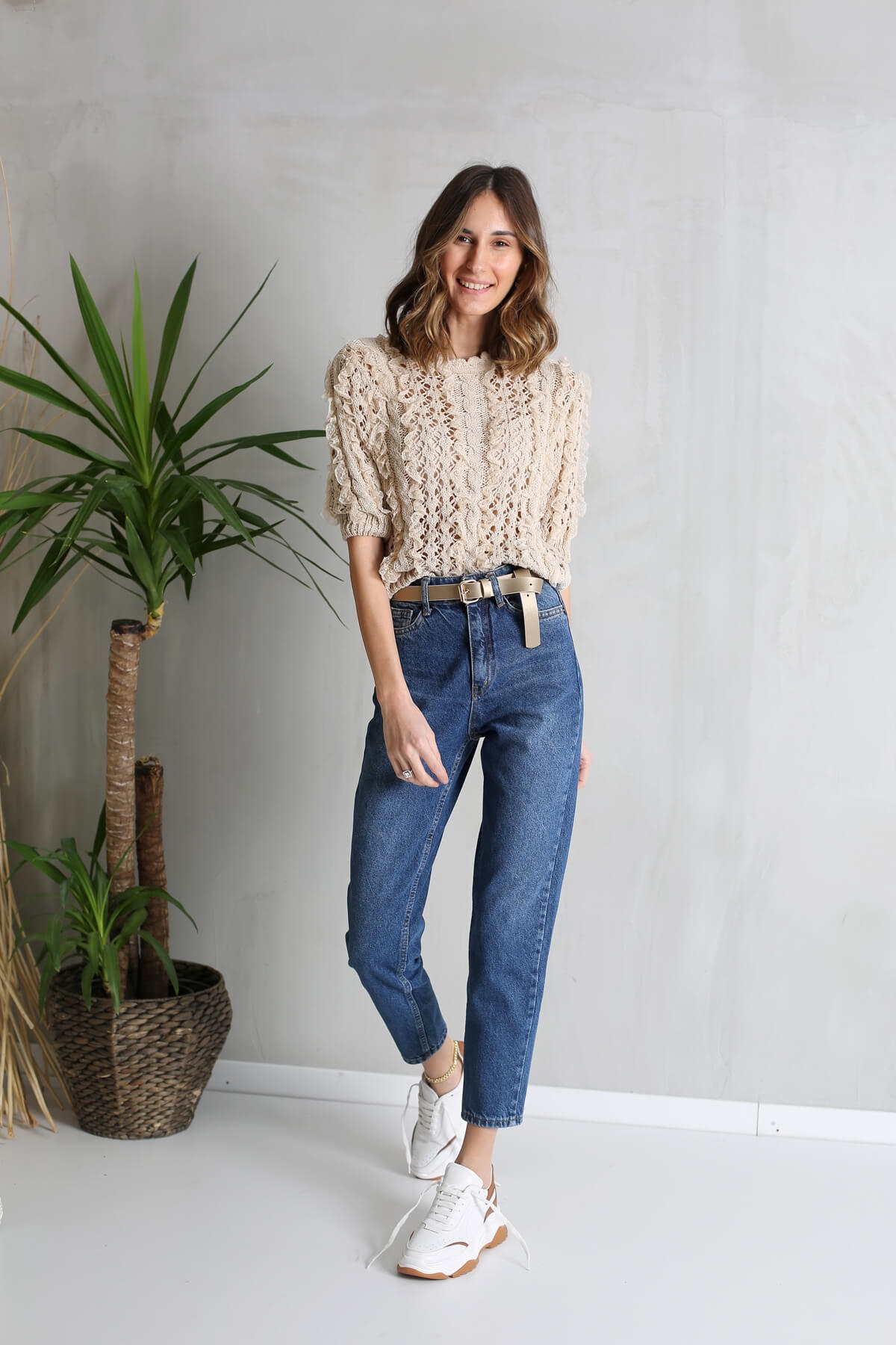 Koyu Mavi Yüksek Bel Mom Jean 2648