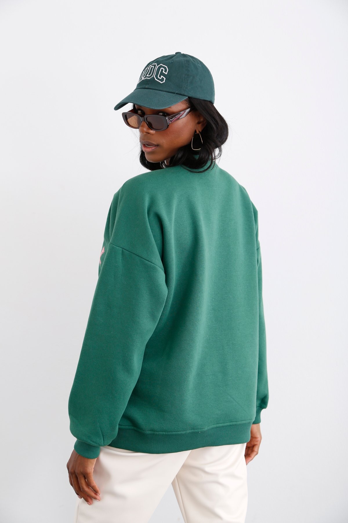 Koyu Yeşil Şardonlu Baskılı Sweatshirt 0181