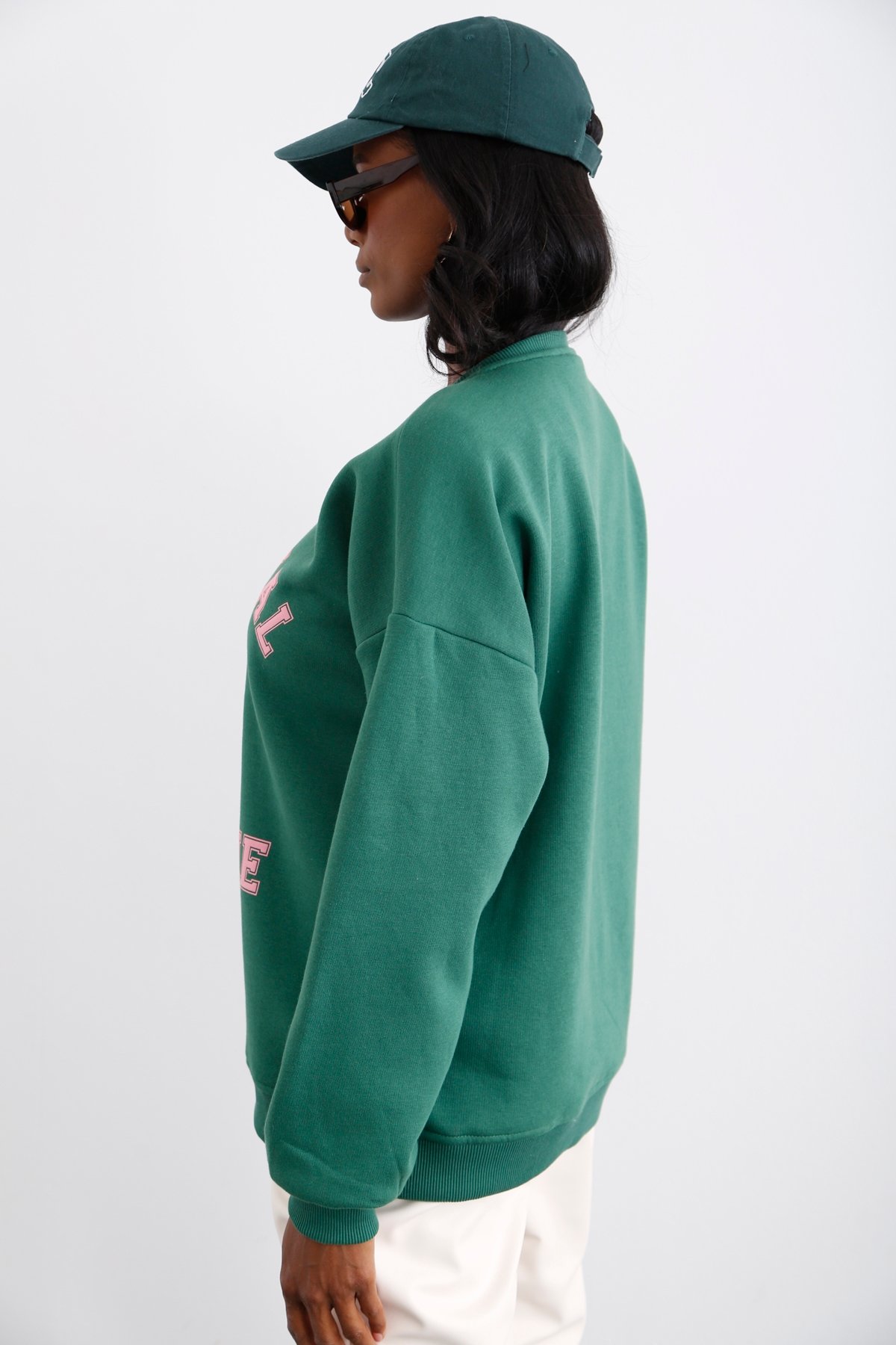 Koyu Yeşil Şardonlu Baskılı Sweatshirt 0181