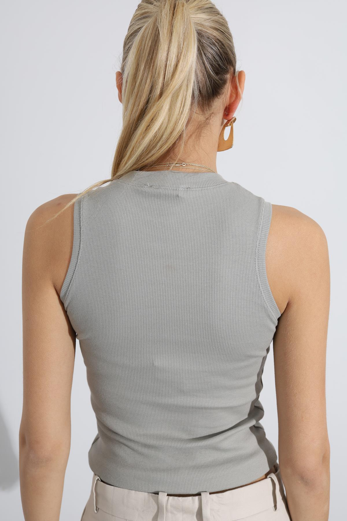 Küf Yeşili Halter Yaka Fitilli Atlet 1125