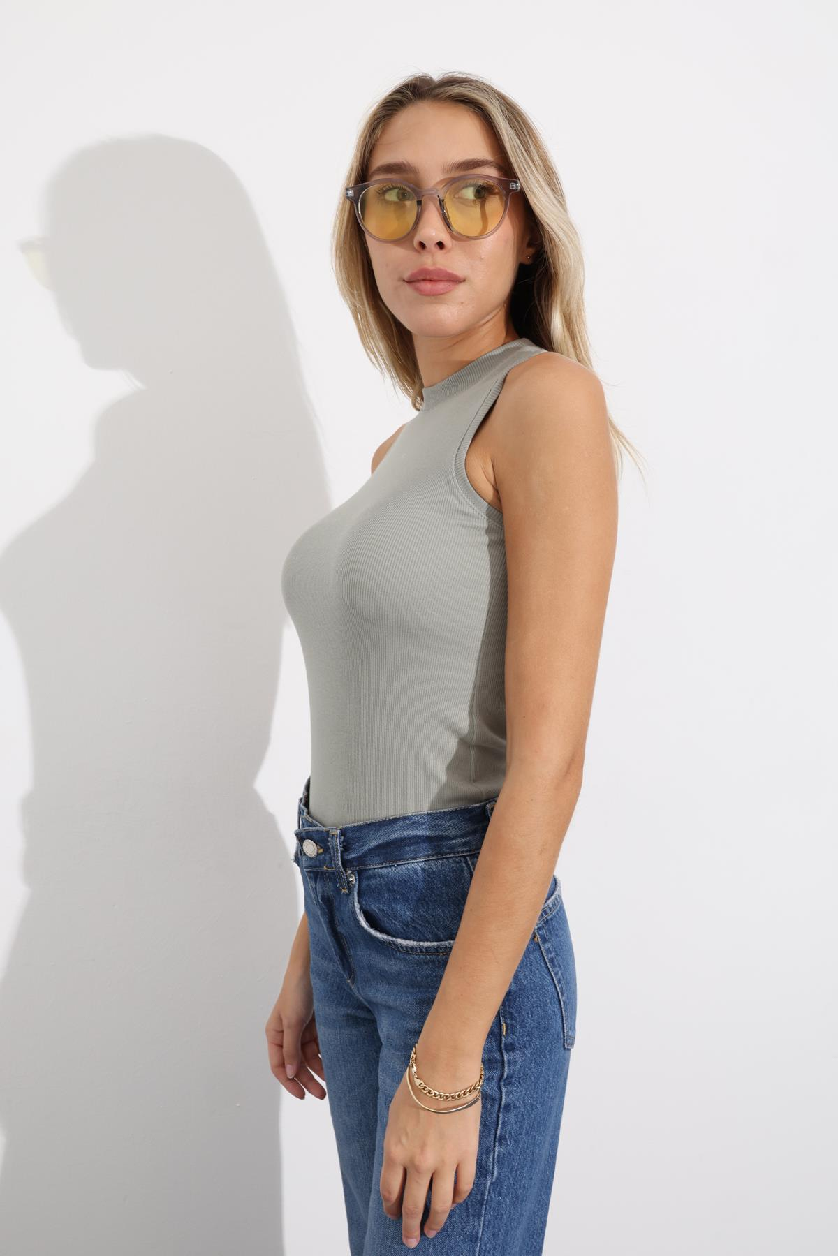 Küf Yeşili Halter Yaka Fitilli Atlet 1125