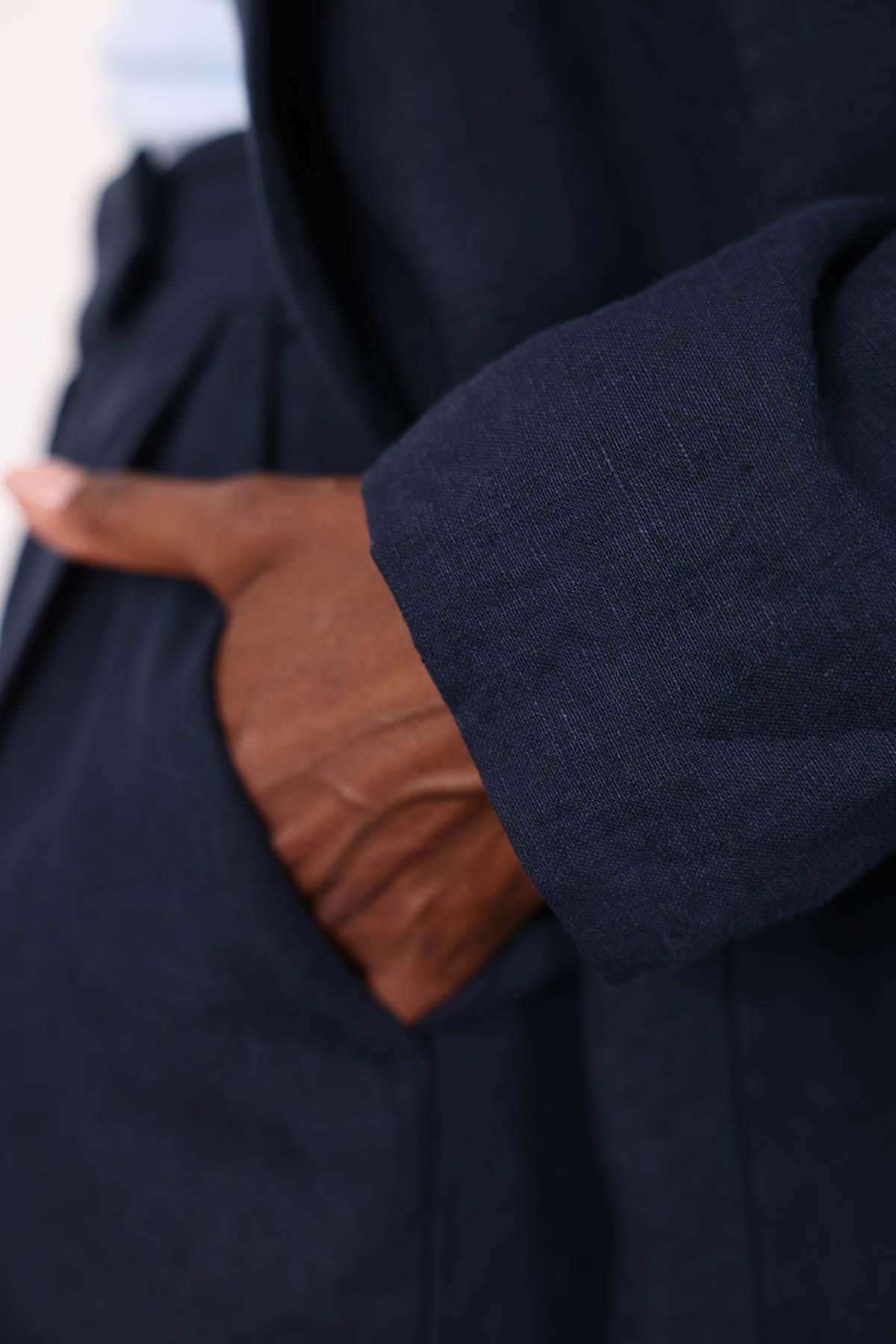 Lacivert %100 Ham Keten Ceket 