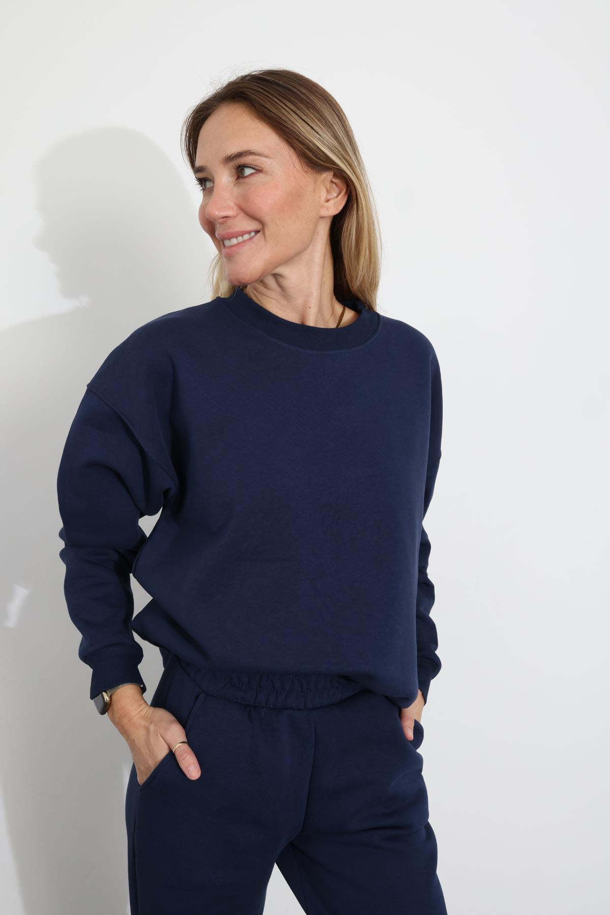Lacivert Basic Sweatshirt  Eşofman Takım 3840