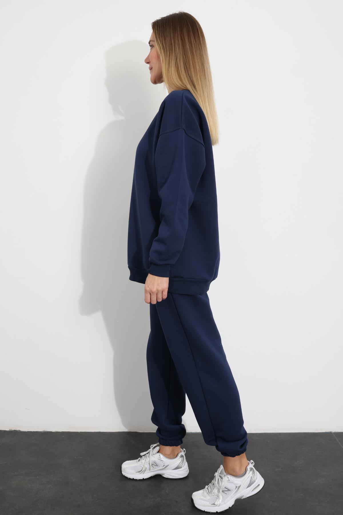 Lacivert Basic Sweatshirt  Eşofman Takım 3840