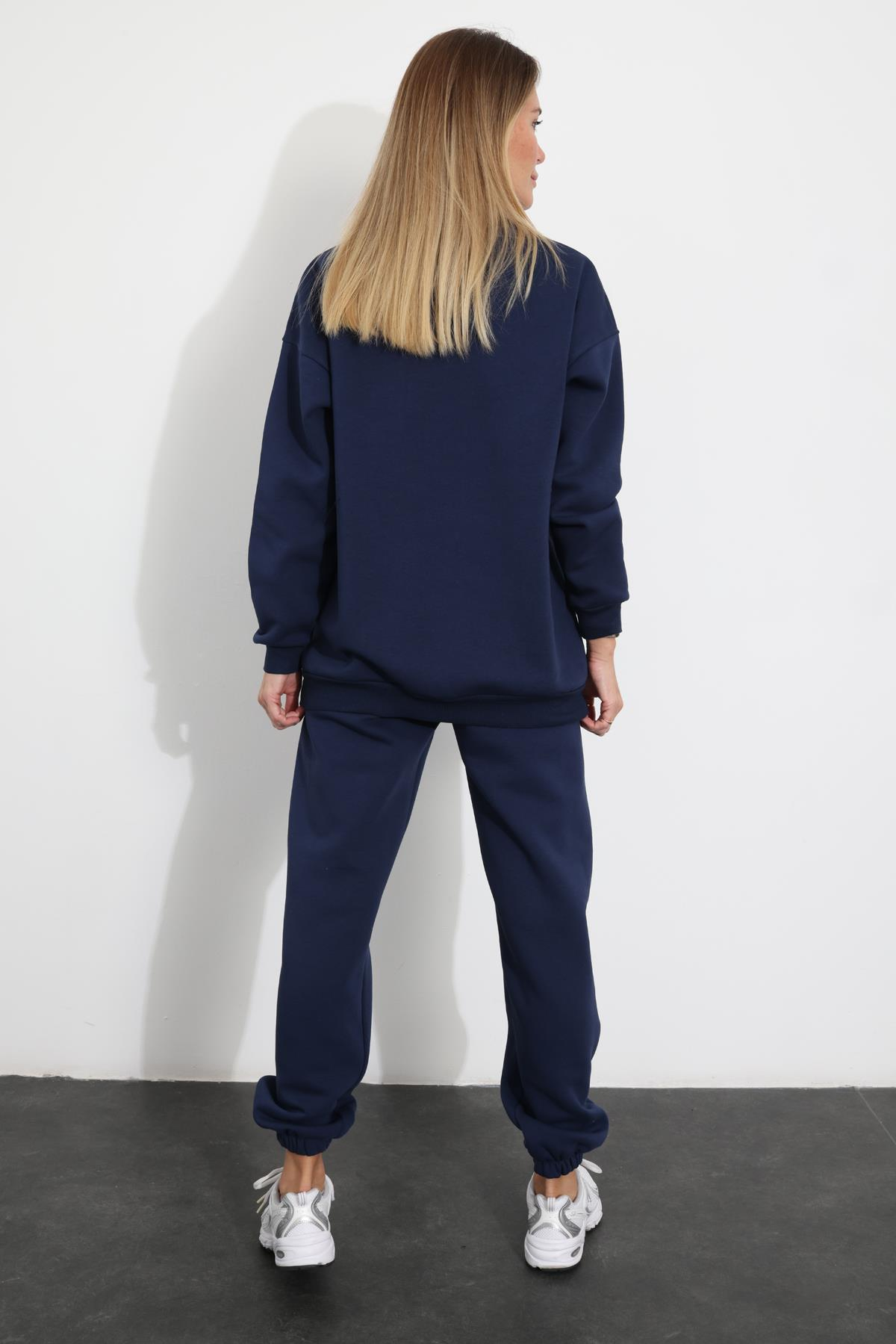 Lacivert Basic Sweatshirt  Eşofman Takım 3840