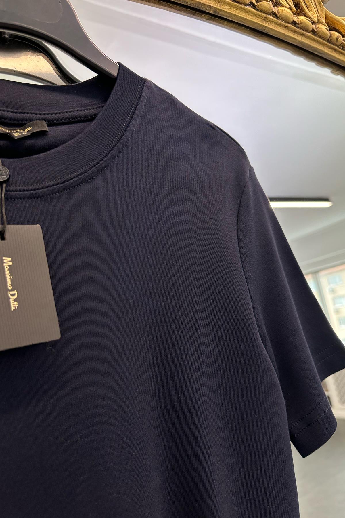 Lacivert Bisiklet Yaka Basic Tişört 1075
