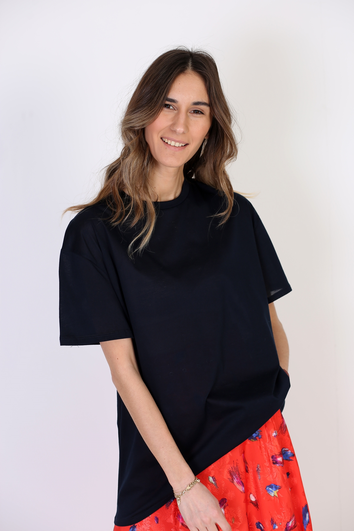 Lacivert Bisiklet Yaka Merserize Tshirt
