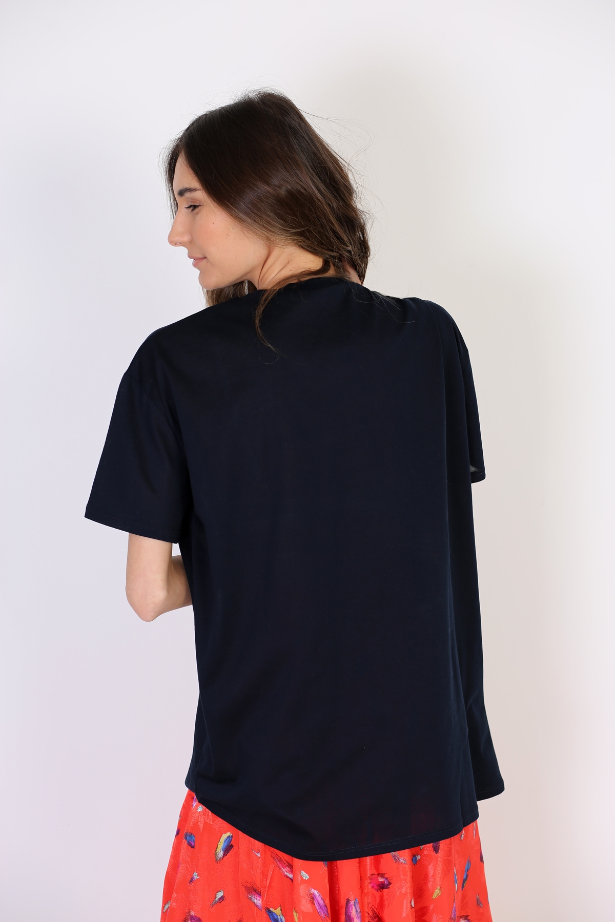 Lacivert Bisiklet Yaka Merserize Tshirt