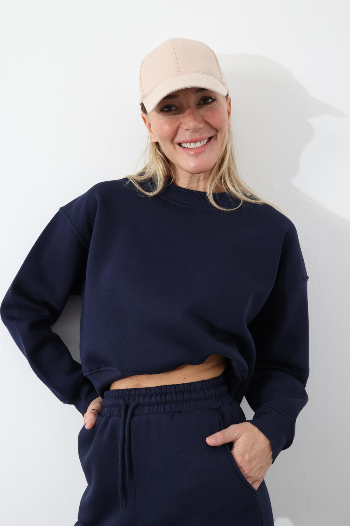 Lacivert Bisiklet Yaka Sweatshirt Eşofman Takım 3710
