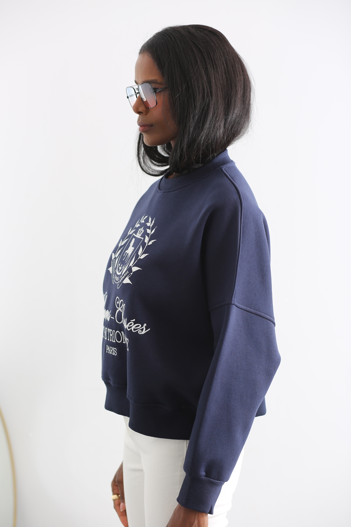 Lacivert Champs Baskılı Sweatshirt 13576