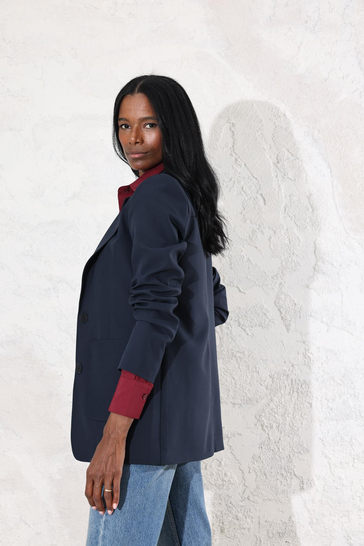 Lacivert Çift Düğmeli Blazer Ceket 0192