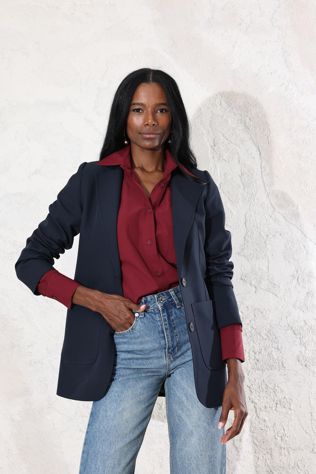 Lacivert Çift Düğmeli Blazer Ceket 0192