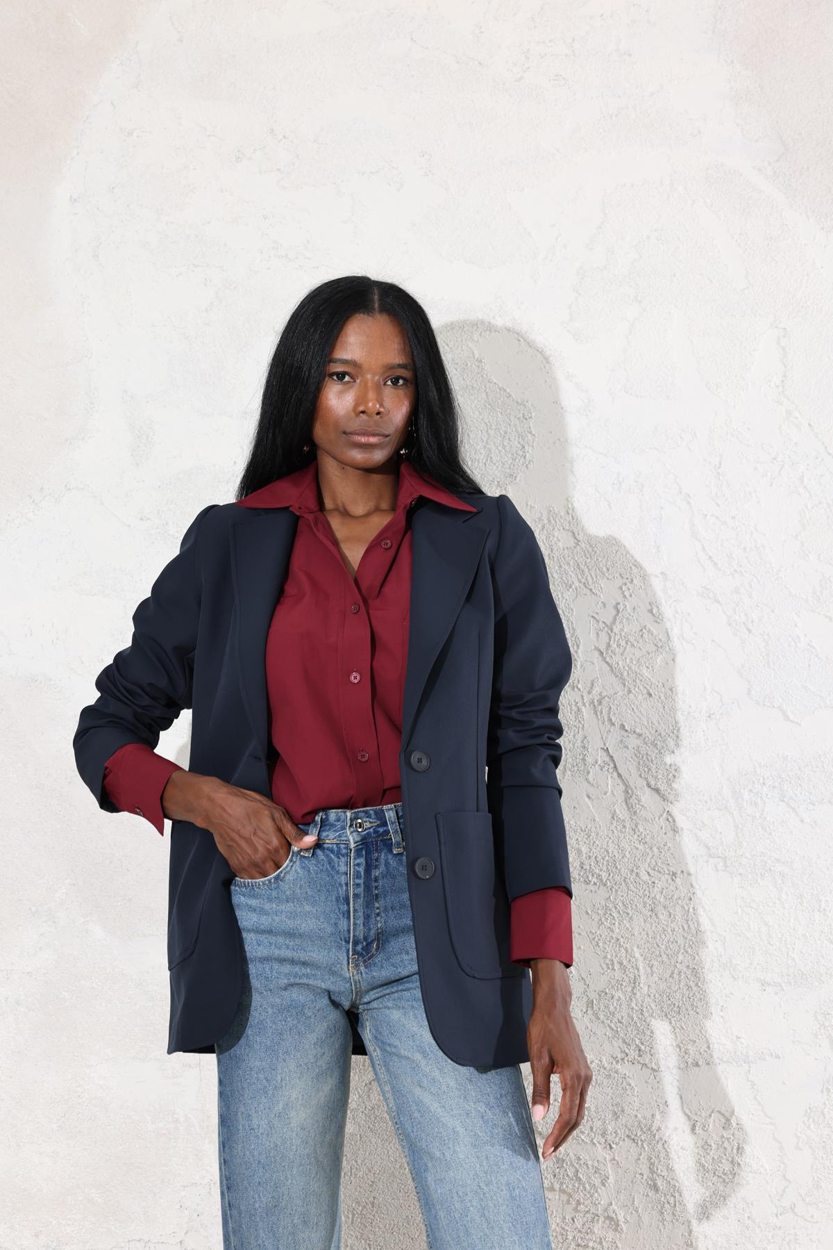 Lacivert Çift Düğmeli Blazer Ceket 0192