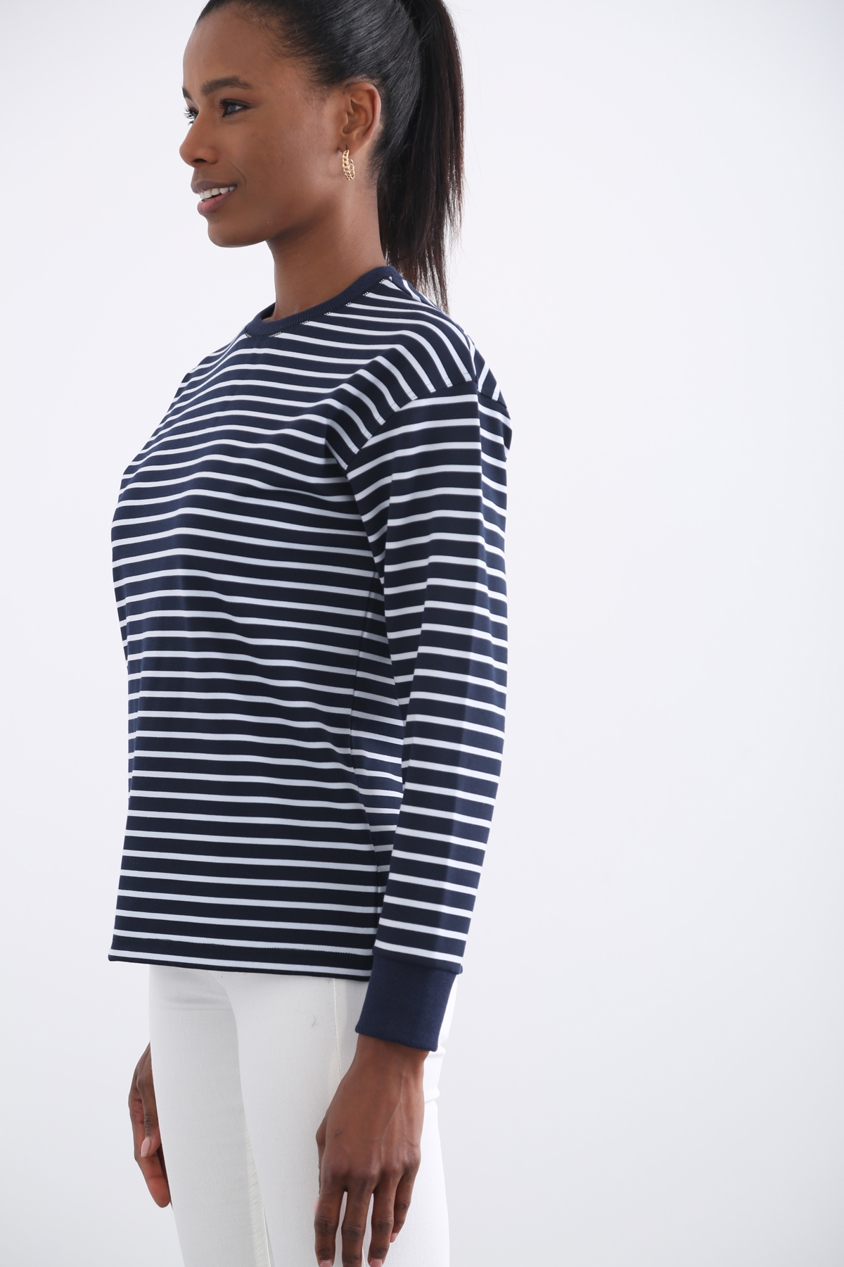 Lacivert Çizgili Sweatshirt 