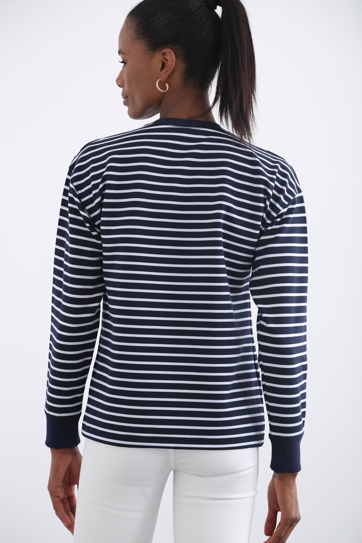 Lacivert Çizgili Sweatshirt 