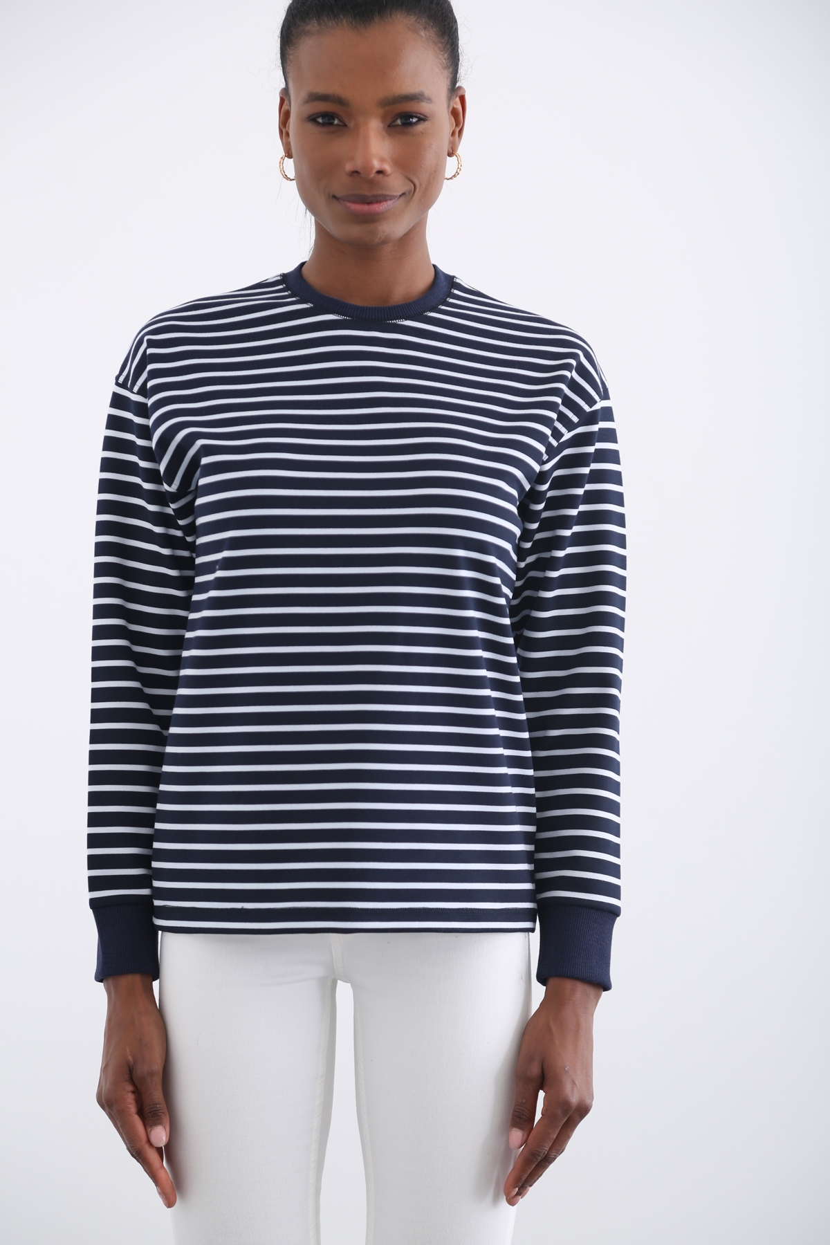 Lacivert Çizgili Sweatshirt 