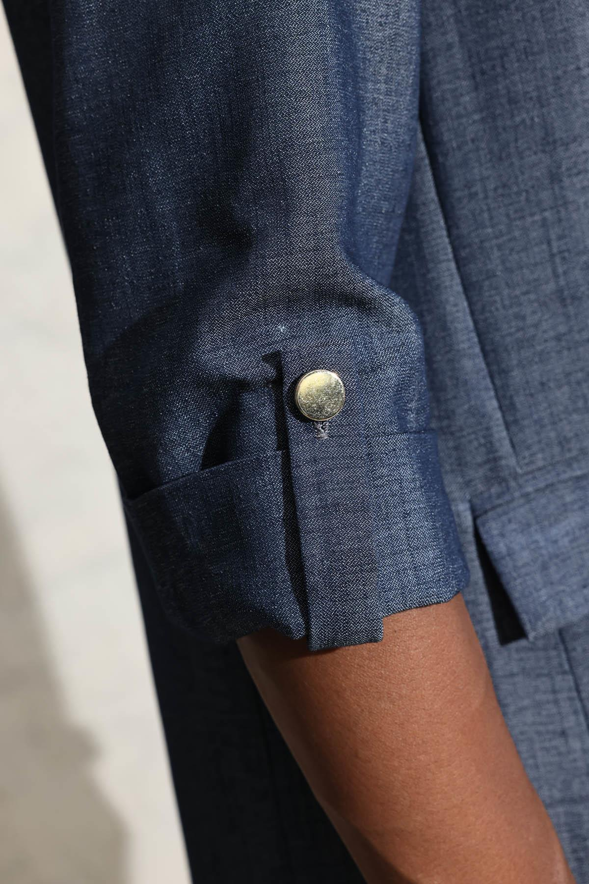 Lacivert Denim Görünümlü Blazer Ceket 17020