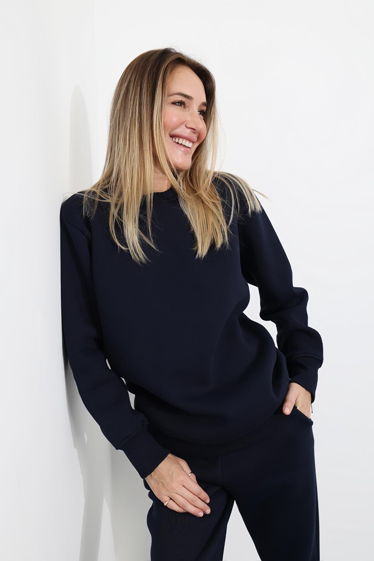 Lacivert Dikişli Sweatshirt Eşofman Takım 1126