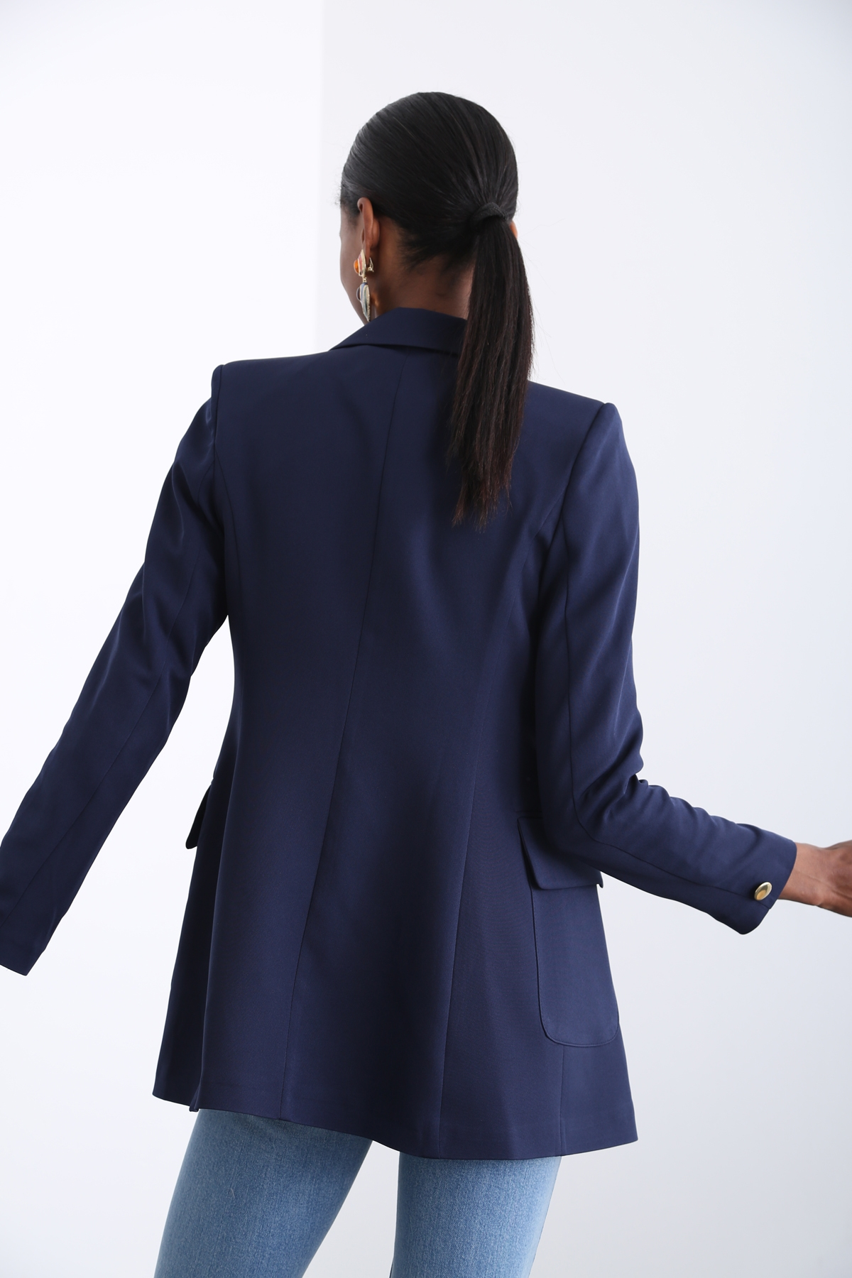 Lacivert Dört Düğme Blazer Ceket 3154
