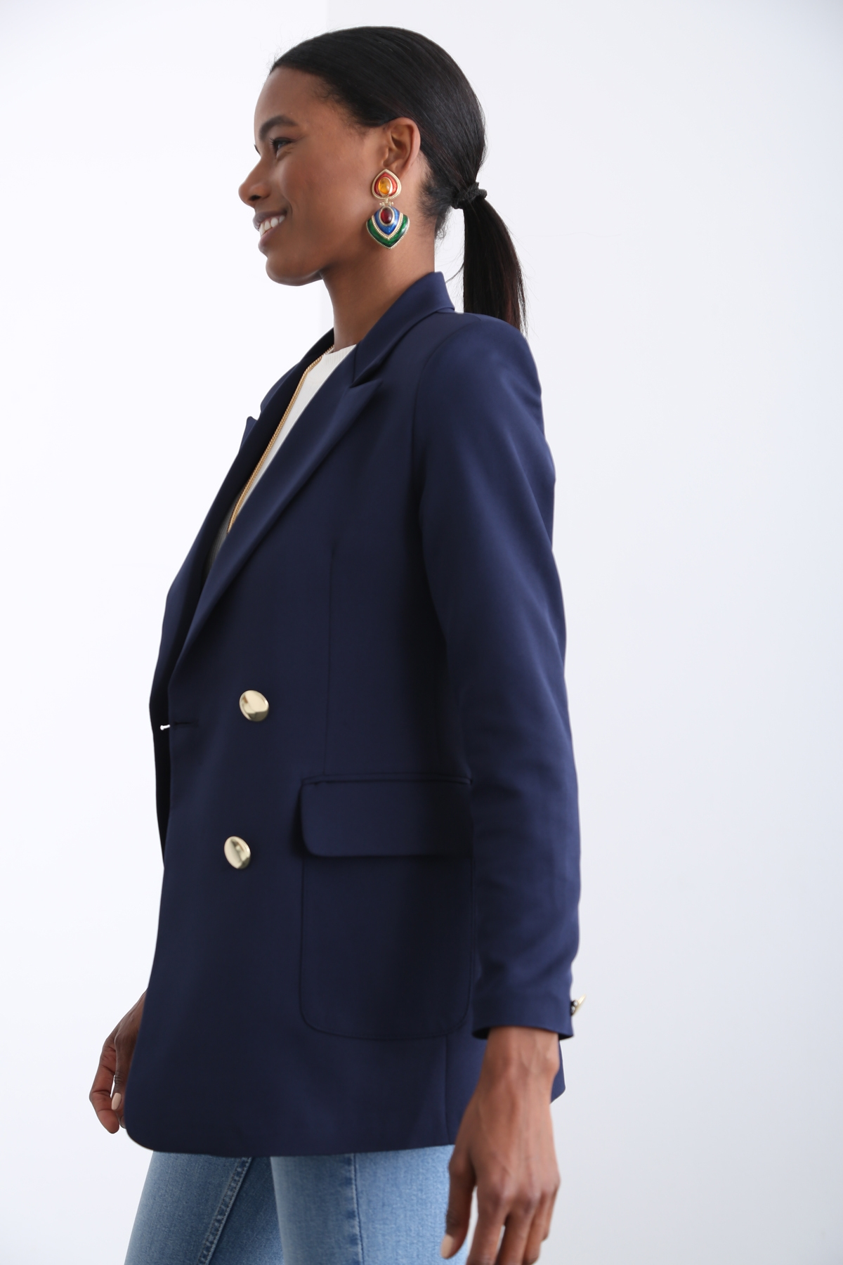 Lacivert Dört Düğme Blazer Ceket 3154